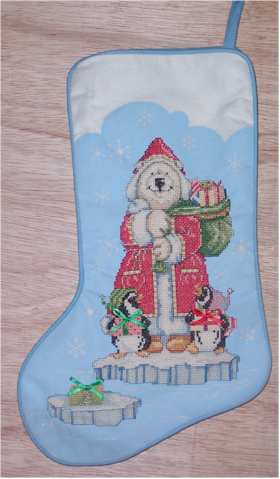 Polar Bear Santa and Penguins Model Stocking